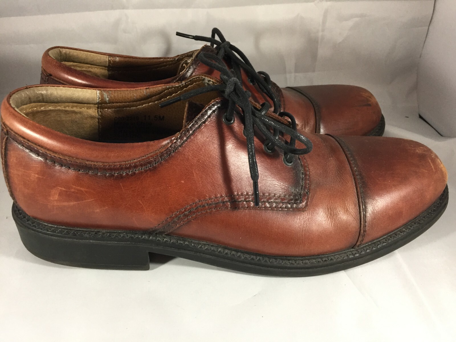 Dockers Brown Leather Cap Toe Shoes - Mens US Size 11.5 - Oxford - 090-2219
