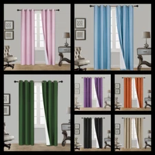 1 SET 100% THERMAL BLACK OUT WINDOW LINED CURTAIN PANEL BRONZE GROMMET ADAM