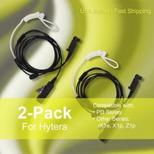 2x Acoustic Tube (2-Wire)PTT Earpiece for Hytera Radios PD602G, PD60X, X1e, Z1p