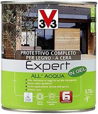 V33 Impregnante Protettivo Completo per Legno Expert all'Acqua Noce Antico 2,5L