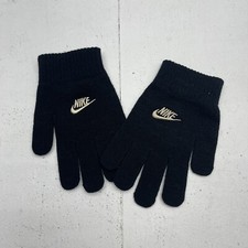 Nike Black Knit Logo Embroidered Winter Gloves Youth Kids Size OS