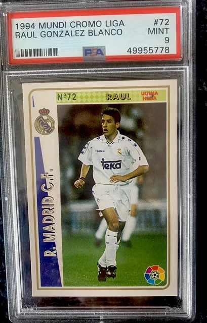 1994 Mundi Cromo Liga RAUL GONZALEZ BLANCO RC Rookie Card #72 PSA 9 🇪🇸