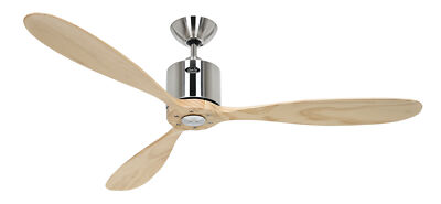 Energiespar Deckenventilator Fernbedienung Aeroplan Eco Chrom Holz Natur 132 cm