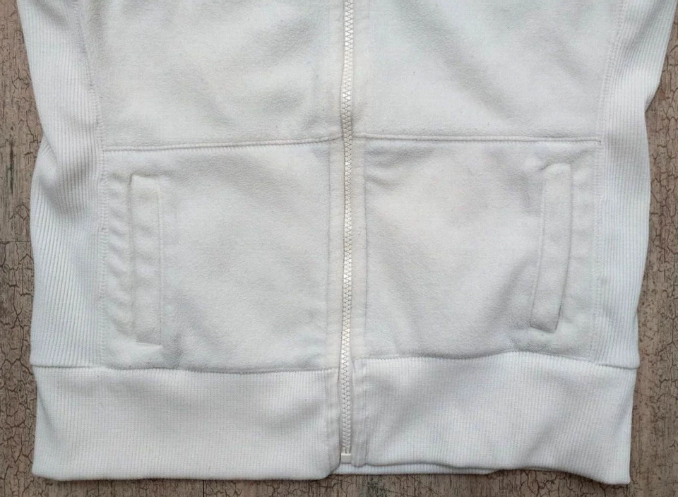 Chaleco polar mediano blanco marino antiguo para mujer sin forro ligero con cremallera bolsillos delanteros Foto 3 de 4