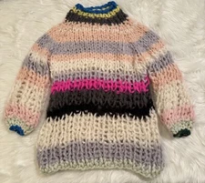 Loopy Mango Free People Bentley Tunic Knit Sweater Pullover Multicolor Wool OS