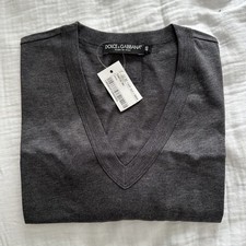 Dolce & Gabbana Herren T-Shirt grau V-Ausschn...
