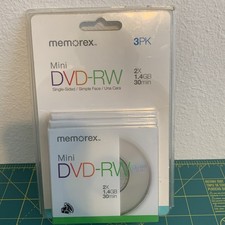 Memorex 3 pack Mini DVD-RW Single-Sided Simple Face 2X 1.4 GB 30 min NEW