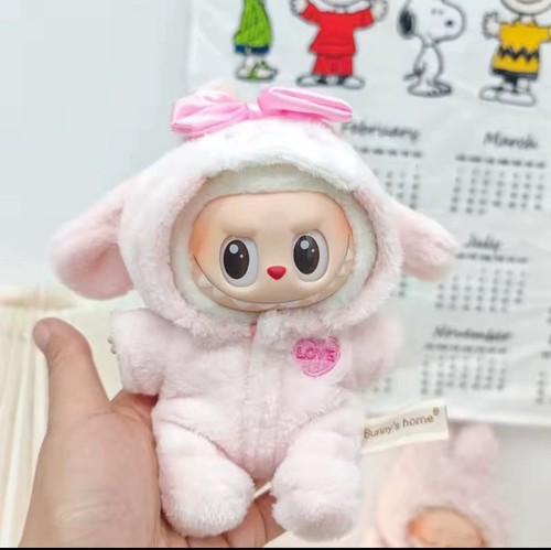 Pink Bunny 1 pieza Pijama con Capucha Labubu Conjunto / Disfraz (Muñeca No Incluida) - Imagen 14 de 15