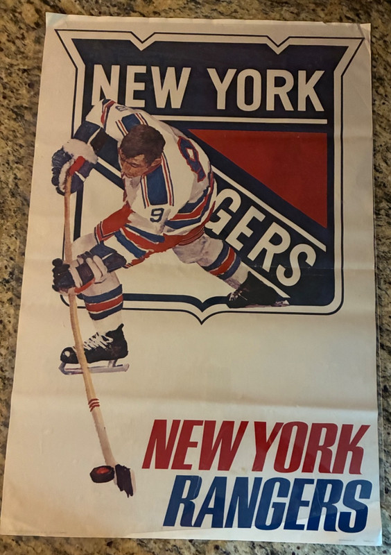 Vintage 1971 New York Rangers 23 x 35" Poster NHL Sports graphics Rare