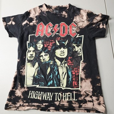 AC/DC Highway To Hell Band Shirt S Thrashed Bleached Indie Sleaze Grunge Rock