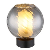 Tischleuchte Beistelllampe Leselampe Metall Schwarz Matt Rauchglas H 22 Cm