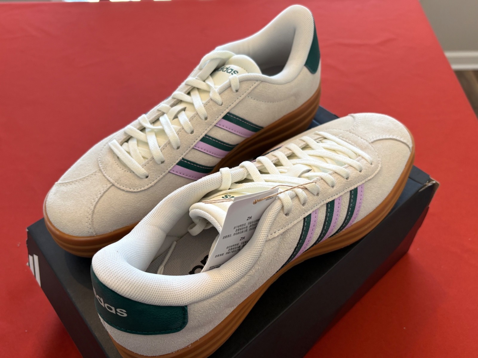 Size 10 - Adidas VL Court Bold Off White Collegiate Green Lilac W thumbnail 5