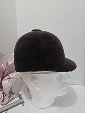 VTG Equestrian Riding Hat Helmet Brown Velvet  Horse Size 6 7/8 56  Harry Hall