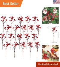 20 Pack 7 Inch Artificial Red Berry Picks for Christmas Tree Burgundy Red Ber...