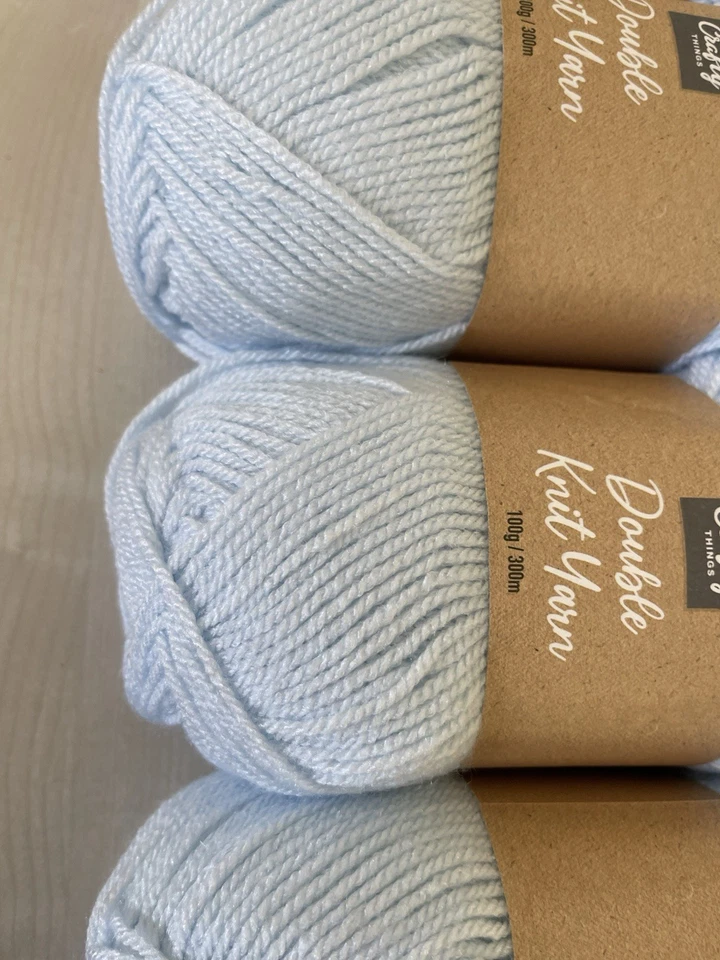 Crafty Things baby blue double knit yarn 6 x 100g 600g wool powder blue colour  - Image 3 of 4