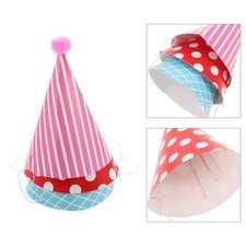 30pcs Birthday Party Hats, DIY Cone Hat with Pom Poms for Kids and Adults,