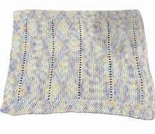 Handmade Knitted Pastel Baby Blanket Soft Chunky Throw 38x43 Nursery Afghan