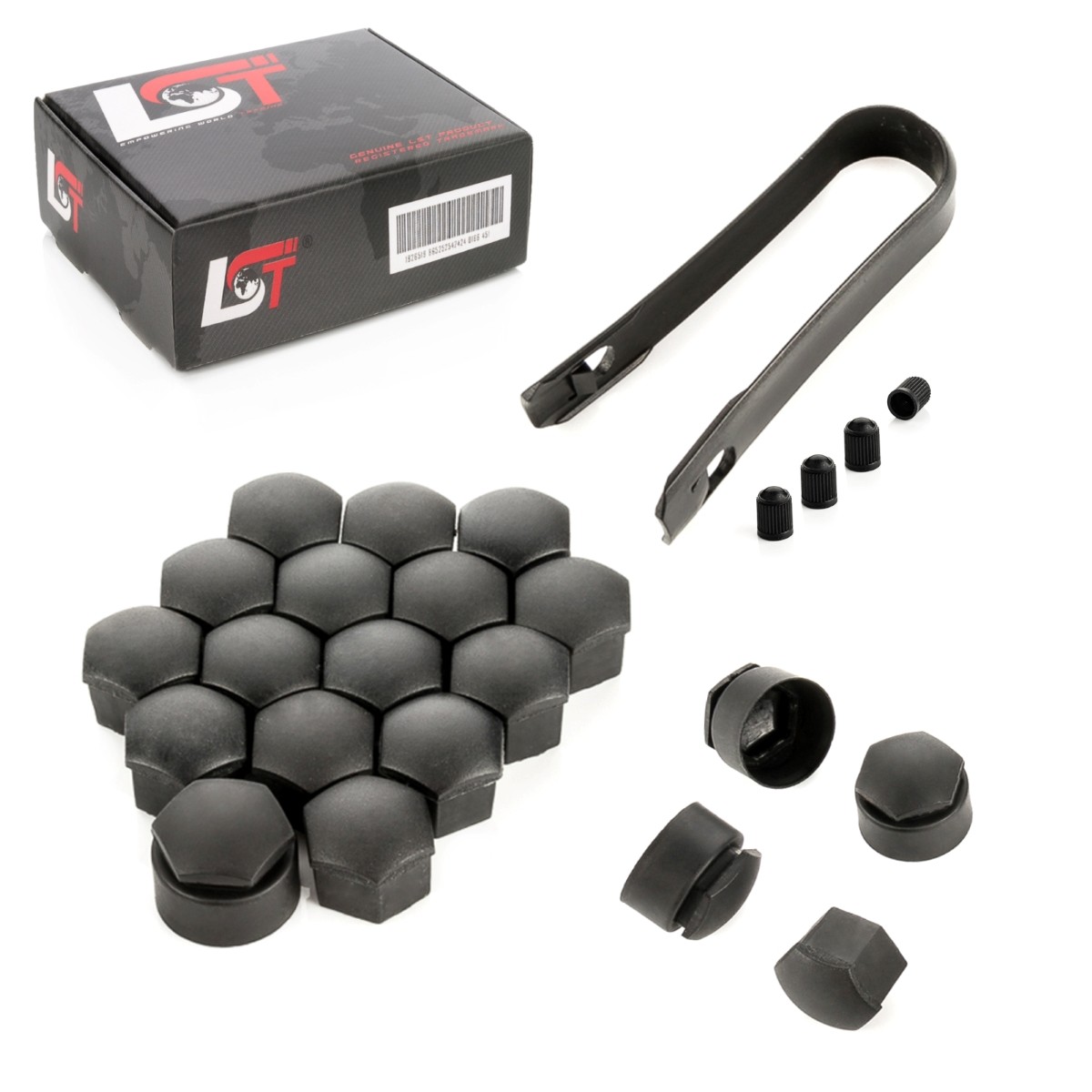 20X Cover Caps Set 17 Mm Theft Resistant Black Matte For Audi A1 A3 A5 A7 A8