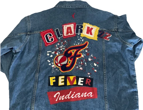 Retro Inspired Caitlin Clark Indiana Fever Denim Jacket Throwback Style, Large
