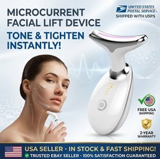 Ultrasonic Face Neck Massager LED Photon Therapy Anti Wrinkle Skin Tightening Wa