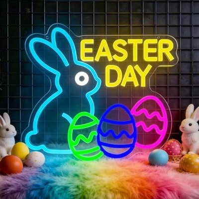 Easter Neon Sign Bunny Led Sign Colourful Egg Neon Easter Bunny Egg Neon Light