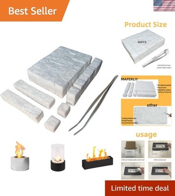 96 Pcs Small Ceramic Wool Wick for Tabletop Fire Pit, Suitable for Ethanol Fi...