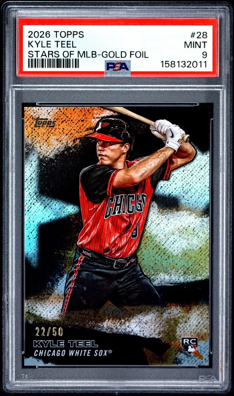 2026 TOPPS STARS OF MLB GOLD FOIL #28 KYLE TEEL ROOKIE RC 22/50 PSA 9