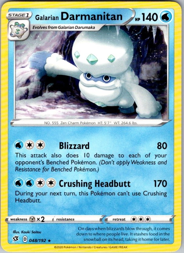Galarian Darmanitan 048/192 Rare Rebel Clash Pokemon Lightly Played
