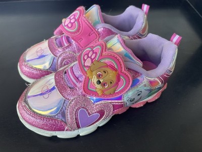 Girls Paw Patrol Pink Light Up Sneakers Girl Shoes Size 11 WORKING LIGHTS