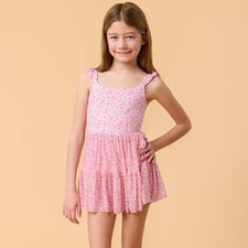 Blogilates Girls' Mommy Me Ballerina Ruffle Dress - Pink Floral Print