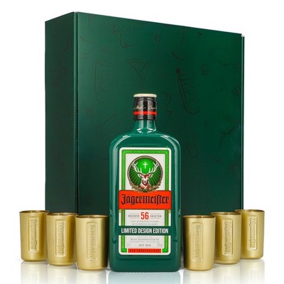 Jägermeister Likör Geschenksets grün|Shotglas gold|Herbal Green 0,7l