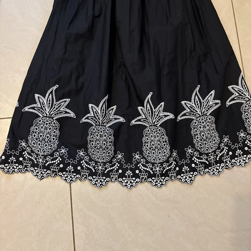 Vestido London Times Anthropologie Farm S Algodón Rio Piña Bordado Negro Foto 2 de 4