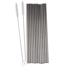 set of 12, Stainless Steel Straws, Reusable Metal Drinking Straws, Straight3210