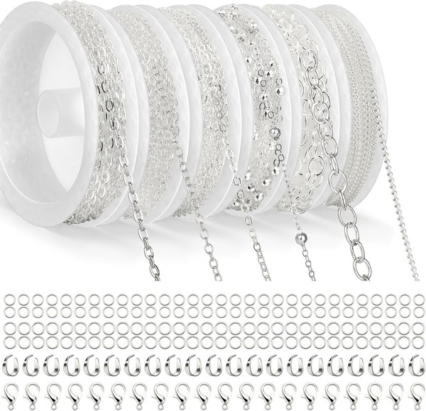 Draupnir 14M 6 Rollen Gliederkette Silber, Schmuckketten Zum Basteln-image
