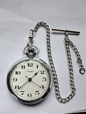 A NEAR MINT ' TIMEX ' BRITISH MADE POCKET WATCH , SERVICED, RUNS WELL. 