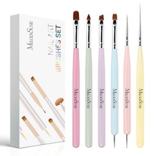Nail Art Brushes Set 6pcs, Extension Gel Liner Brush for DIY Salon