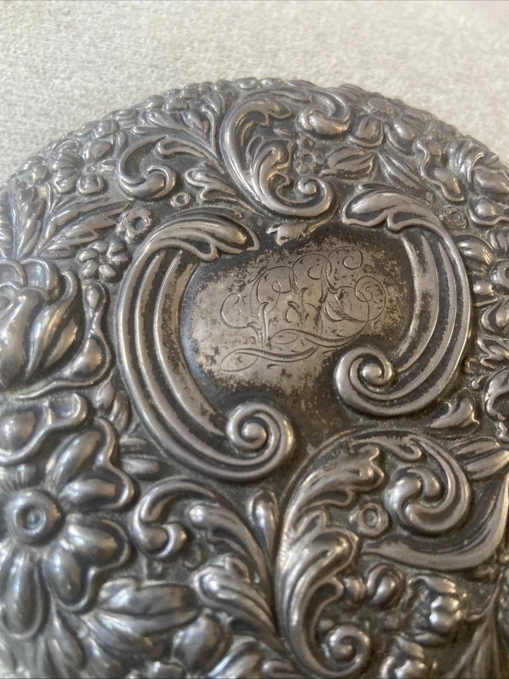 Espejo de mano antiguo Gorham de plata esterlina Art Nouveau Repousse de 1876-1900 Foto 4 de 4