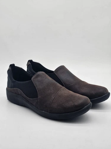 Scarpe donna Clarks taglia 8 M marrone Cloudsteppers mocassino comodo slip on 23535