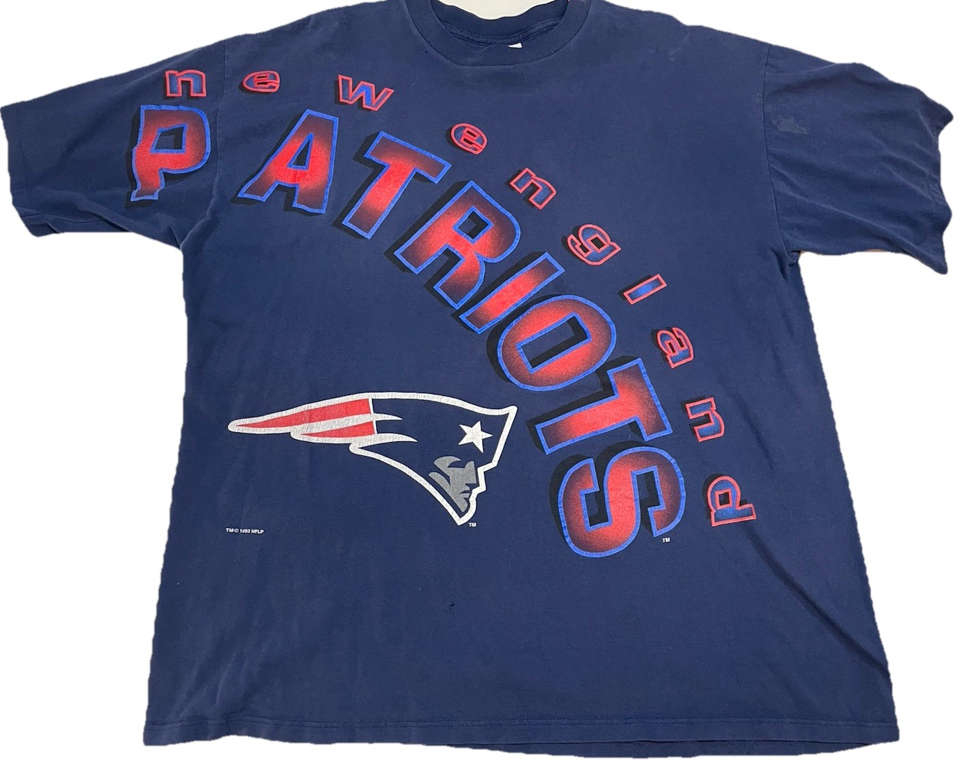 Rare Vintage Starter New England Patriots Spell Out Tshirt Size XL Spellout
