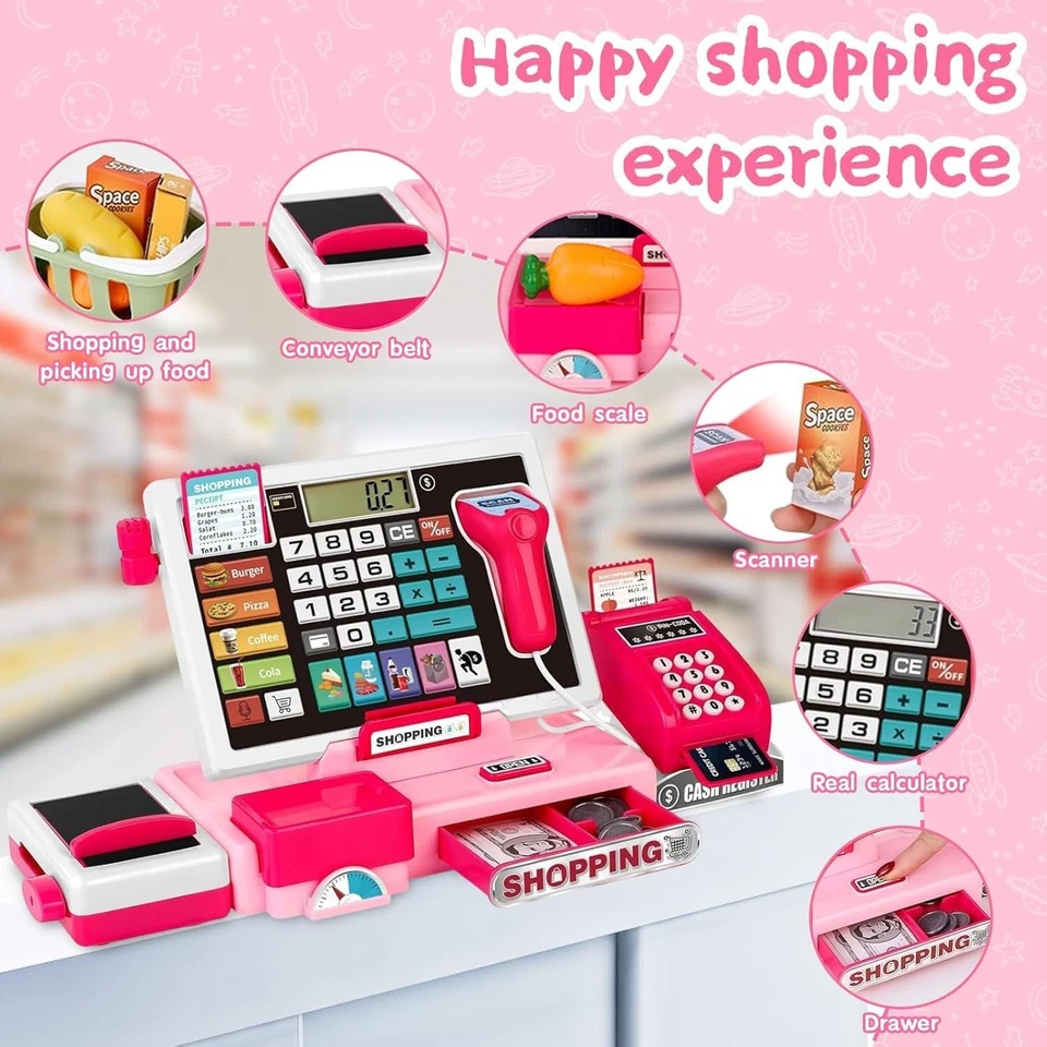 SliBoeyX Caja Registradora Juego Juguete para Niños, Calculadora Registradora Real, Fingir P Foto 2 de 3
