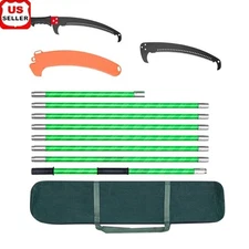 Manual Pole Saw 27ft Adjustable Fiberglass Handle Steel Blade Garden Pruner New