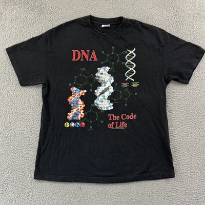 Vintage DNA The Code Of Life Shirt Mens XL Black Science Short Sleeve 90s USA