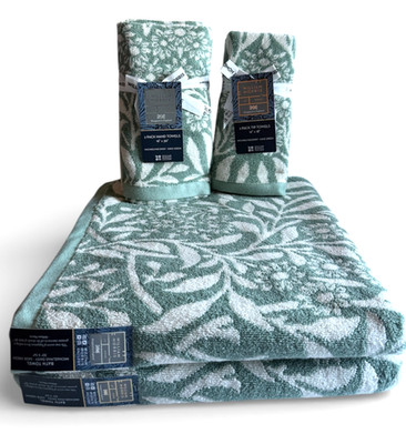 William Morris Michaelmas Daisy Sage Green 6 Piece Towel Set Bath Hand Fingertip