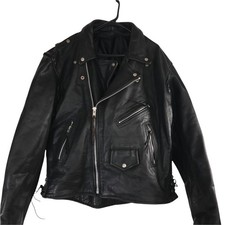 Mens Unbranded Heavy Thick Genuine Leather Motorcycle Biker Core Jacket Large