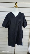 Dickies Black Solid V-Neck Short Sleeve Scrub Top L Cotton Blend MPN 81722