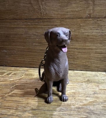 Vintage New Ray Rubber Realistic Chocolate Lab Dog Toy Figure KEY CHAIN