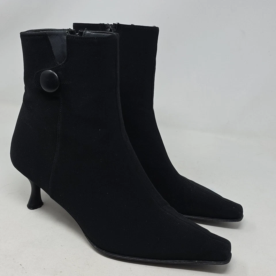 Stuart Weitzman Black Kitten Heeled Boots Size 8 - Image 3 of 4