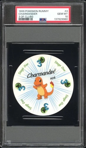 1999 POKEMON RUMMY 4 CHARMANDER 3 OF CLUBS PSA 10