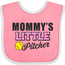 Inktastic Mommys Little Pitcher Softball Baby Bib Sports Kids Mommy I Love Youth