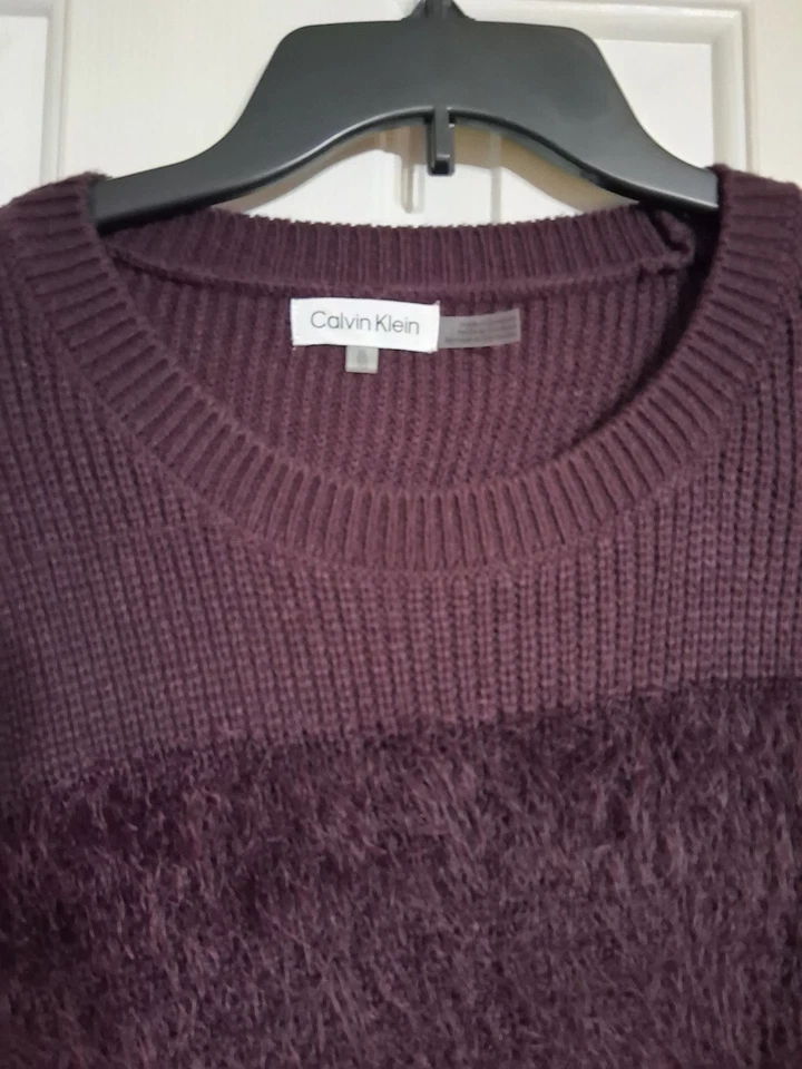 Women's Calvin Klein Purple Eyelash Sweater Size XL - Image 2 of 4